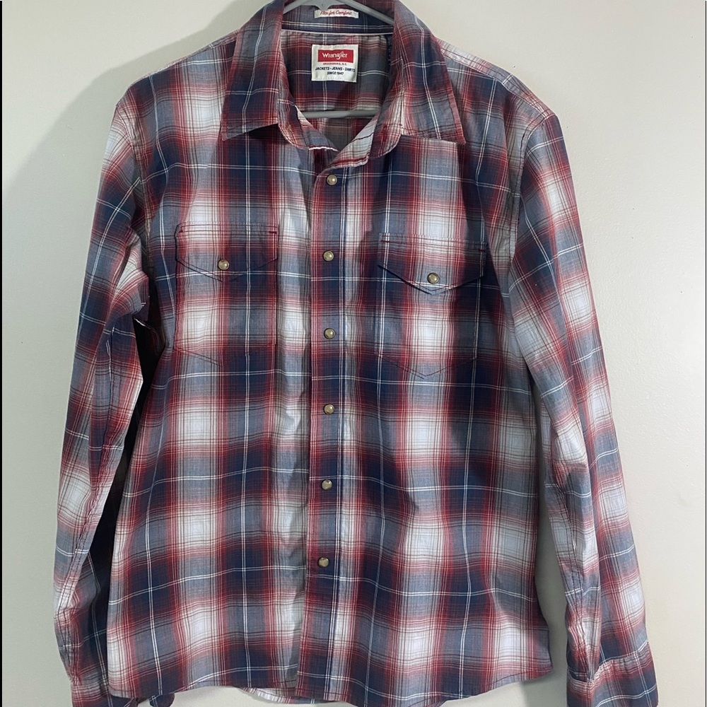 Men’s wrangler western snap long sleeve size large